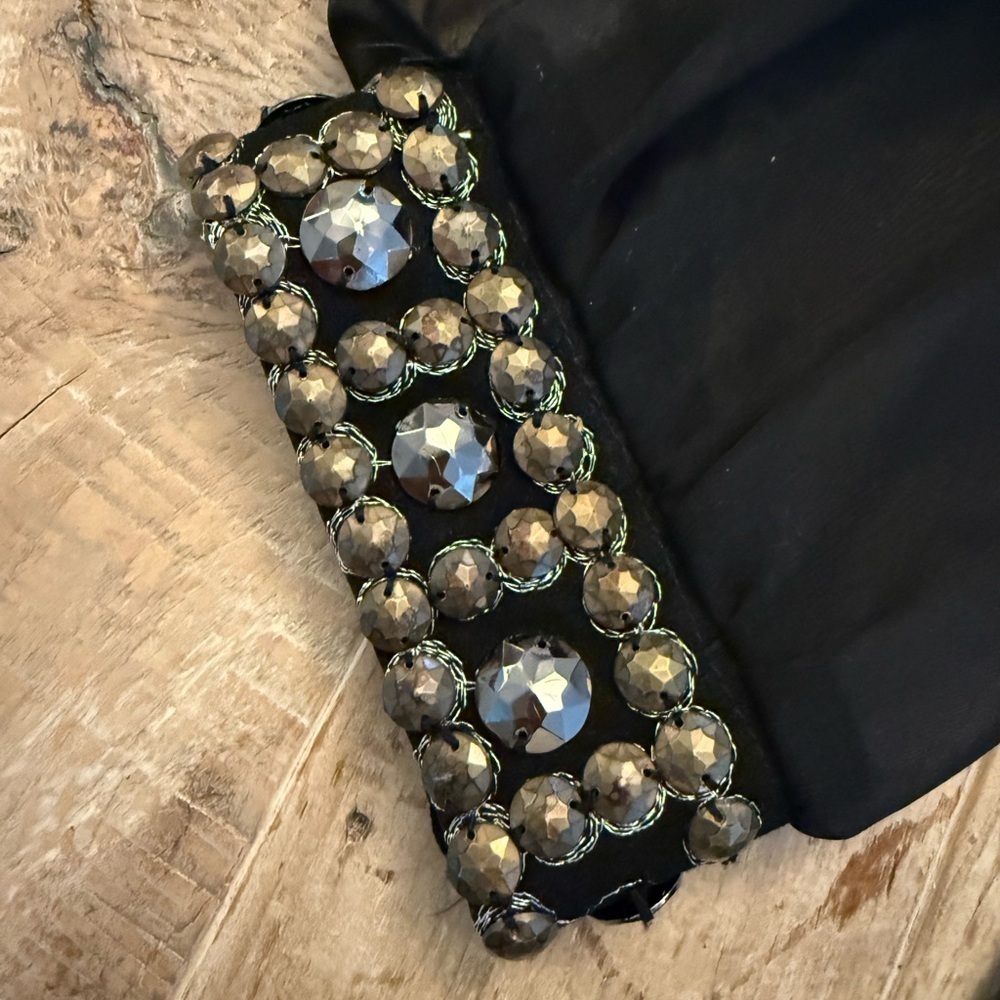 Tiana B. Long split sheer sleeve black cocktail dress with embellishments 12P - Picture 10 of 10
